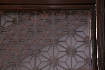 【F様ご成約済み・ご決済用】和製アンティーク　和の雰囲気漂う組子帯戸(ガラス帯戸、引き戸、建具)2枚セット