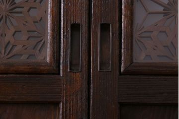 【F様ご成約済み・ご決済用】和製アンティーク　和の雰囲気漂う組子帯戸(ガラス帯戸、引き戸、建具)2枚セット