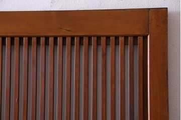 和製アンティーク　明るい木肌が印象的な裏ガラス入り格子戸(引き戸、建具)2枚セット