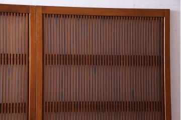 和製アンティーク　明るい木肌が印象的な裏ガラス入り格子戸(引き戸、建具)2枚セット