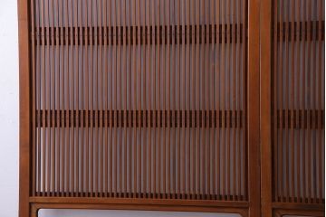 和製アンティーク　明るい木肌が印象的な裏ガラス入り格子戸(引き戸、建具)2枚セット