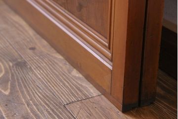 和製アンティーク　明るい木肌が印象的な裏ガラス入り格子戸(引き戸、建具)2枚セット