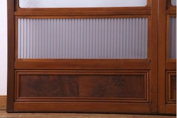 和製アンティーク　明るい木肌が印象的な裏ガラス入り格子戸(引き戸、建具)2枚セット