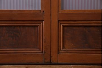 和製アンティーク　明るい木肌が印象的な裏ガラス入り格子戸(引き戸、建具)2枚セット