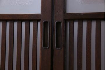 和製アンティーク　シンプルなデザインが魅力的な細身の格子戸(引き戸、建具)2枚セット