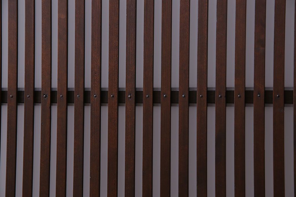 和製アンティーク　シンプルなデザインが魅力的な細身の格子戸(引き戸、建具)2枚セット