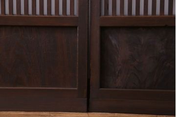 和製アンティーク　シンプルなデザインが魅力的な細身の格子戸(引き戸、建具)2枚セット