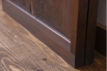 和製アンティーク　シンプルなデザインが魅力的な細身の格子戸(引き戸、建具)2枚セット