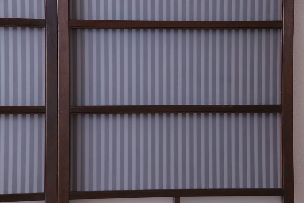 和製アンティーク　シンプルなデザインが魅力的な細身の格子戸(引き戸、建具)2枚セット