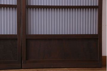 和製アンティーク　シンプルなデザインが魅力的な細身の格子戸(引き戸、建具)2枚セット