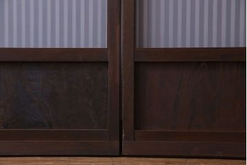 和製アンティーク　シンプルなデザインが魅力的な細身の格子戸(引き戸、建具)2枚セット
