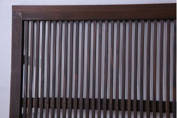 和製アンティーク　ダイヤガラス入り　古い木の質感が魅力的なガラス入り格子戸(引き戸、建具)4枚セット