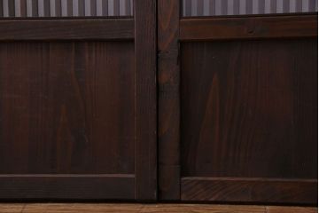 和製アンティーク　ダイヤガラス入り　古い木の質感が魅力的なガラス入り格子戸(引き戸、建具)4枚セット