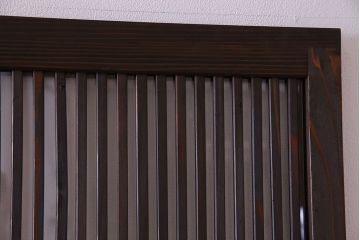 和製アンティーク　ダイヤガラス入り　古い木の質感が魅力的なガラス入り格子戸(引き戸、建具)4枚セット