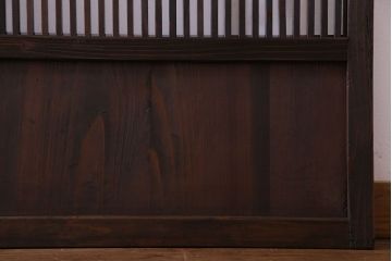 和製アンティーク　ダイヤガラス入り　古い木の質感が魅力的なガラス入り格子戸(引き戸、建具)4枚セット