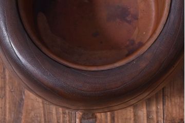 アンティーク雑貨　和製アンティーク　深みのある木味が魅力的な桐火鉢(丸火鉢、木製火鉢、鉢カバー)(1)