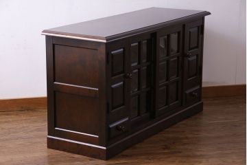 中古　北海道民芸家具　HM135　扉の面取りデザインが美しいサイドボード(定価約38万円)