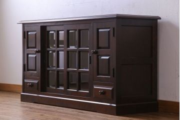 中古　北海道民芸家具　HM135　扉の面取りデザインが美しいサイドボード(定価約38万円)