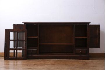 中古　北海道民芸家具　HM135　扉の面取りデザインが美しいサイドボード(定価約38万円)