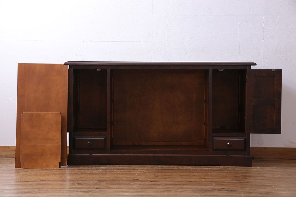 中古　北海道民芸家具　HM135　扉の面取りデザインが美しいサイドボード(定価約38万円)