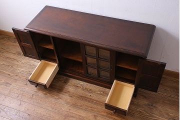 中古　北海道民芸家具　HM135　扉の面取りデザインが美しいサイドボード(定価約38万円)