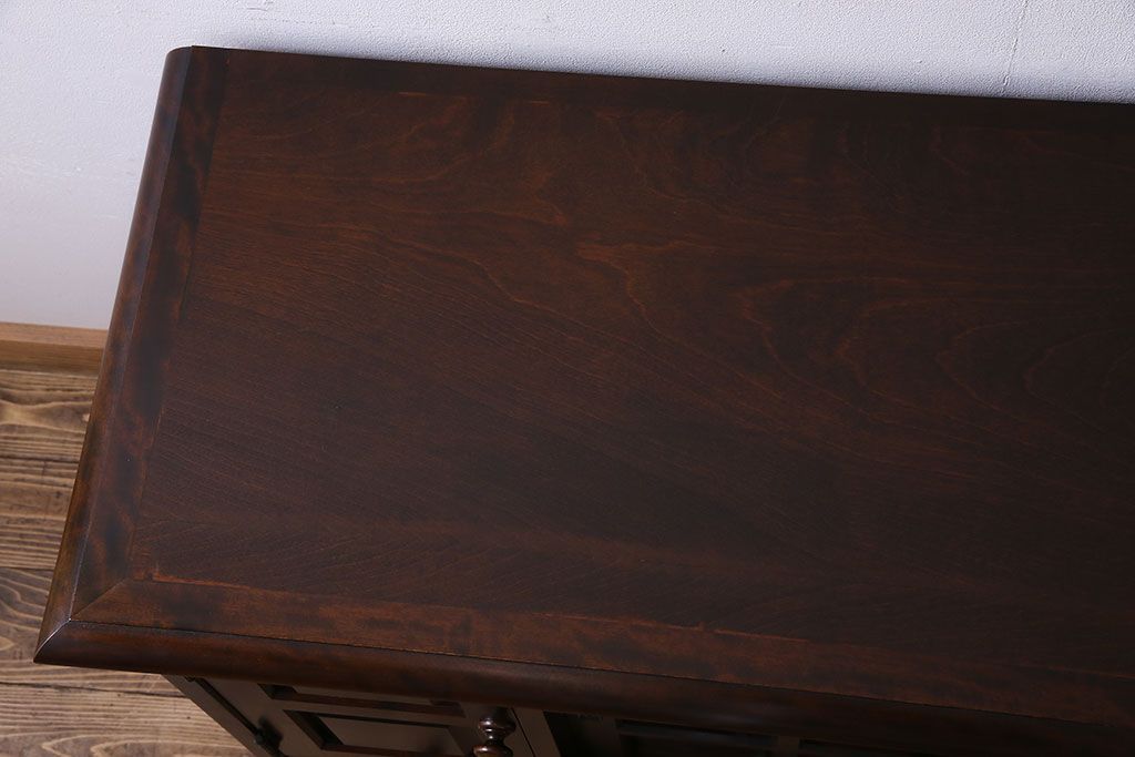 中古　北海道民芸家具　HM135　扉の面取りデザインが美しいサイドボード(定価約38万円)