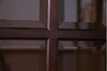 中古　北海道民芸家具　HM135　扉の面取りデザインが美しいサイドボード(定価約38万円)