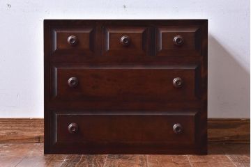 中古　北海道民芸家具　シンプルなデザインが魅力的な木製チェスト(小引き出し)