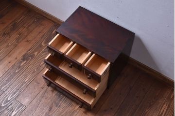 中古　北海道民芸家具　シンプルなデザインが魅力的な木製チェスト(小引き出し)