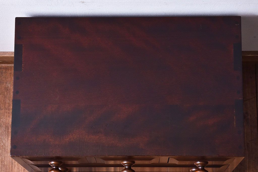 中古　北海道民芸家具　シンプルなデザインが魅力的な木製チェスト(小引き出し)