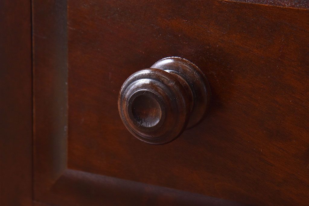 中古　北海道民芸家具　シンプルなデザインが魅力的な木製チェスト(小引き出し)