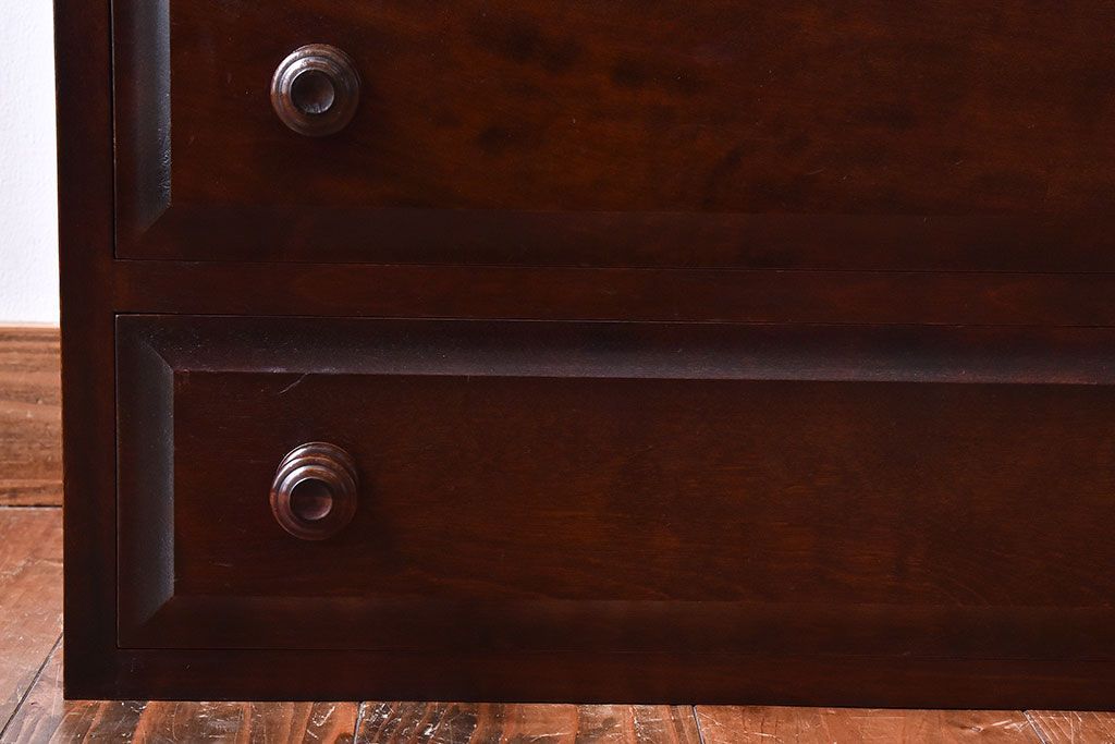 中古　北海道民芸家具　シンプルなデザインが魅力的な木製チェスト(小引き出し)