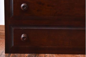 中古　北海道民芸家具　シンプルなデザインが魅力的な木製チェスト(小引き出し)