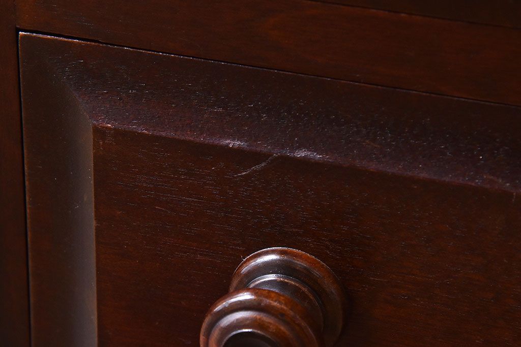 中古　北海道民芸家具　シンプルなデザインが魅力的な木製チェスト(小引き出し)