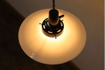 昭和レトロ　温かみのある平笠のシェード(電笠)(2)