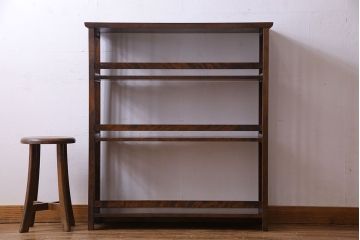中古　北海道民芸家具　滑らかな木肌が美しい本棚(飾り棚、陳列棚)