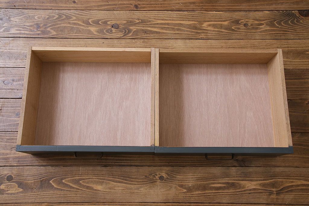 ペイント家具　落ち着いた色合いの扉付き本棚(ブックケース、戸棚、収納棚)