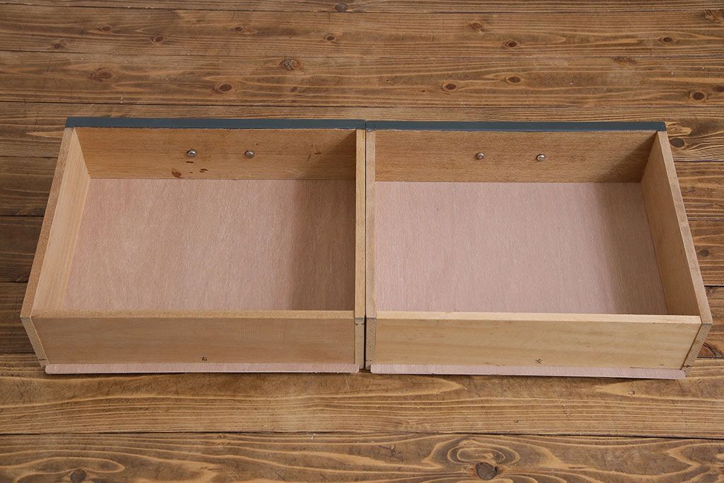 ペイント家具　落ち着いた色合いの扉付き本棚(ブックケース、戸棚、収納棚)