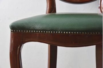 中古　フランス製　本革　上品な雰囲気漂うビーチ材のチェア(椅子)(1)