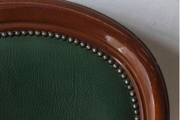 中古　フランス製　本革　上品な雰囲気漂うビーチ材のチェア(椅子)(3)