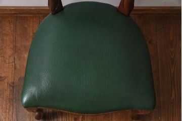 中古　フランス製　本革　上品な雰囲気漂うビーチ材のチェア(椅子)(3)