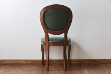 中古　フランス製　本革　上品な雰囲気漂うビーチ材のチェア(椅子)(3)