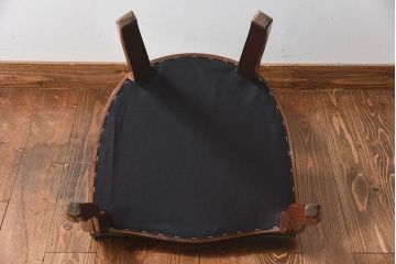 中古　フランス製　本革　上品な雰囲気漂うビーチ材のチェア(椅子)(3)