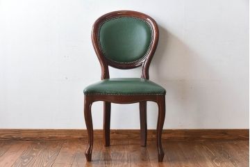 中古　フランス製　上品なデザインが魅力的な本革のチェア(椅子)(2)