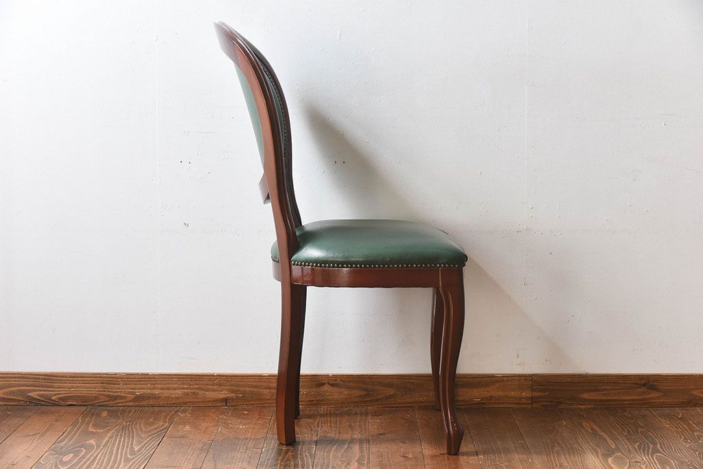 中古　フランス製　上品なデザインが魅力的な本革のチェア(椅子)(2)