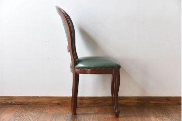 中古　フランス製　上品なデザインが魅力的な本革のチェア(椅子)(2)