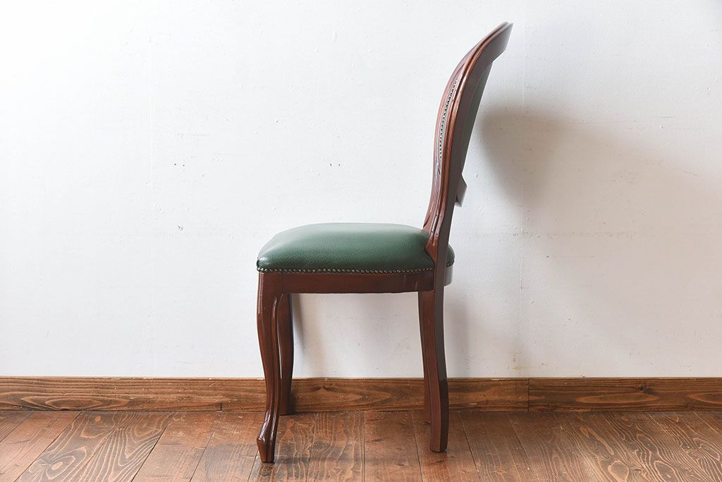 中古　フランス製　上品なデザインが魅力的な本革のチェア(椅子)(2)