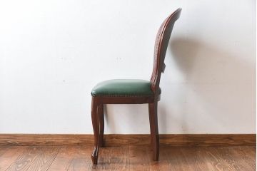 中古　フランス製　上品なデザインが魅力的な本革のチェア(椅子)(2)