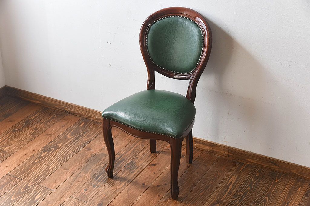 中古　フランス製　上品なデザインが魅力的な本革のチェア(椅子)(2)