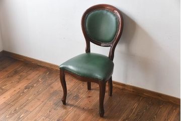 中古　フランス製　上品なデザインが魅力的な本革のチェア(椅子)(2)